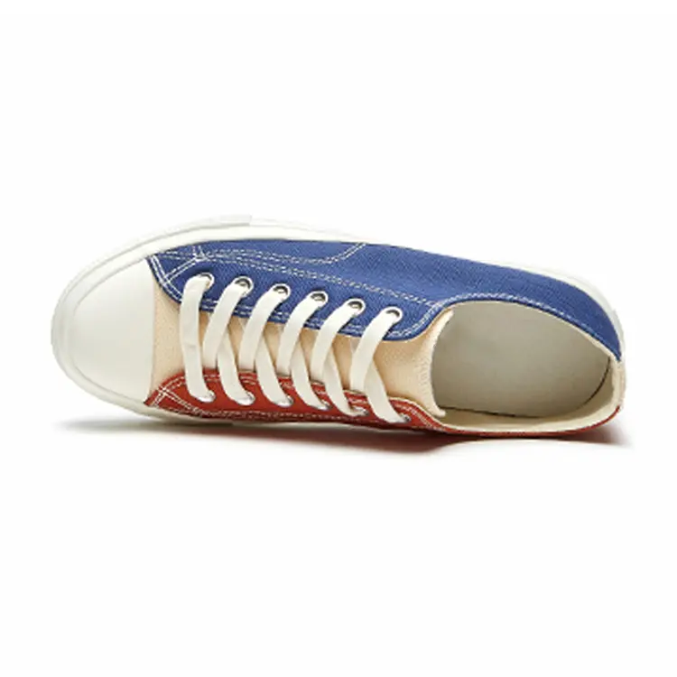 Cheap Fashion Casual Flat Sneaker Two-Color Stitching Unique Design Unisex Wholesale Canvas Shoes
